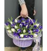 Композиция в корзине «Корзина весна с ирисами и тюльпанами» 2